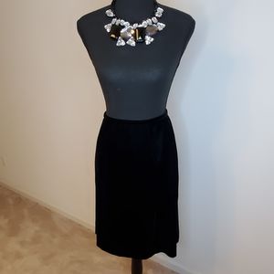 Black velvet midi skirt